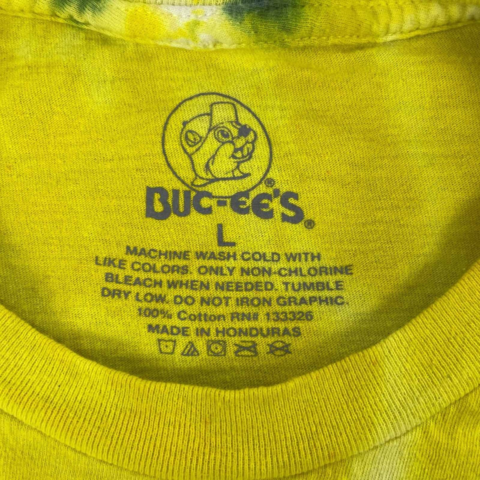 Buc-ee’s Men L Multicolor Road Trippin’ Tie-Dye Graphic T-Shirt Beaver Mascot