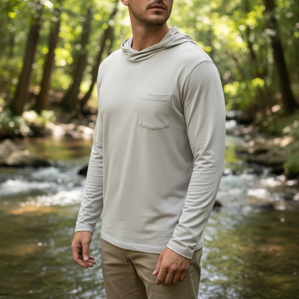 Free Fly Bamboo Lightweight Hoodie Mens Size MEDIUM Sandstone Color UPF 20 NEW