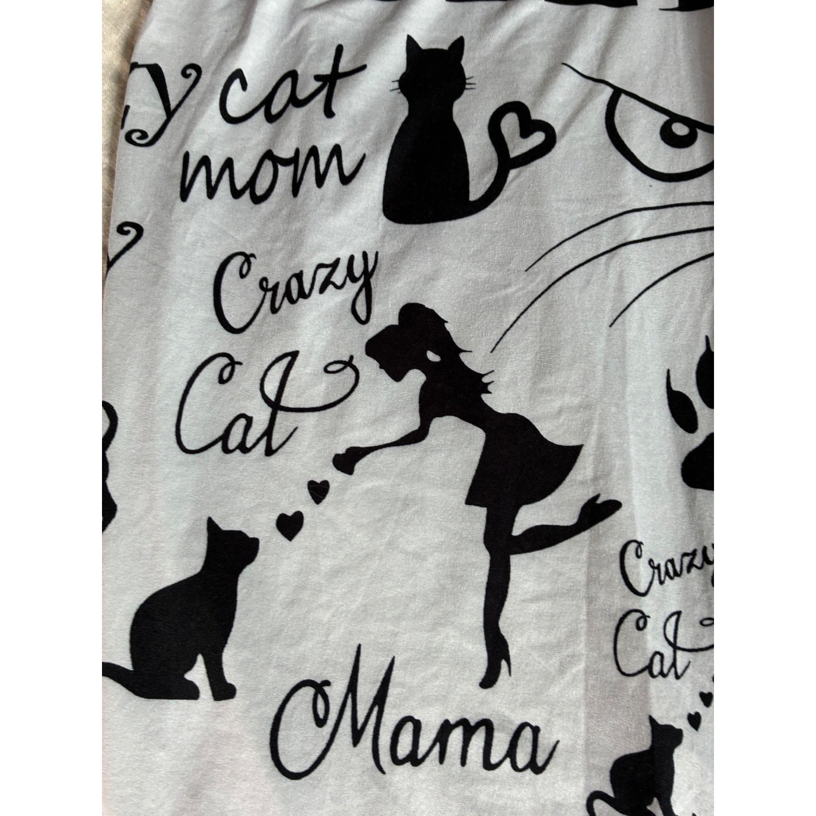 Cat Lady Pajama Pants Women 3XL Gray Mom Graphic Print Loungewear Sleepwear