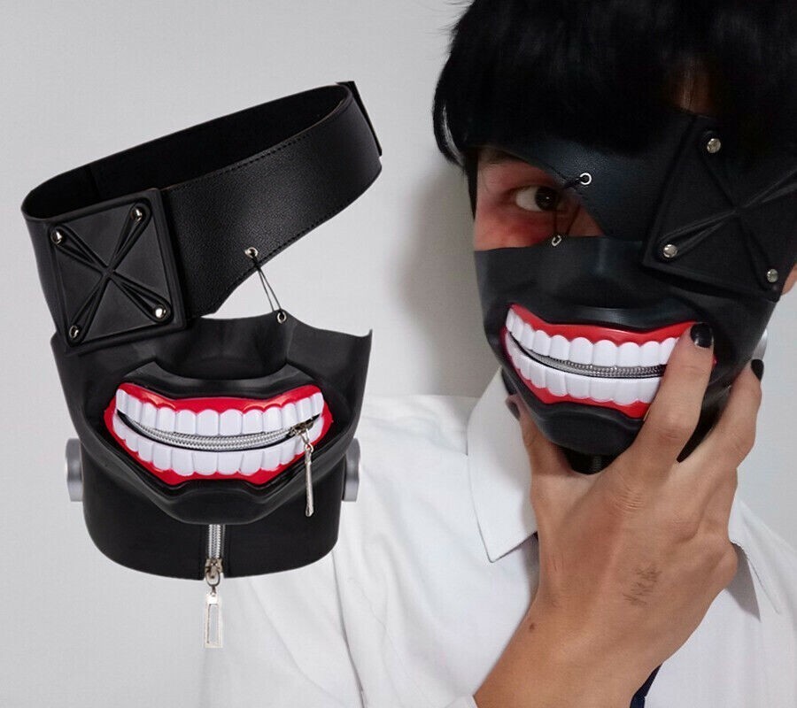 Anime Tokyo Ghoul Mask Ken Kaneki Hood Mask Halloween 3D Rubber Cosplay Prop