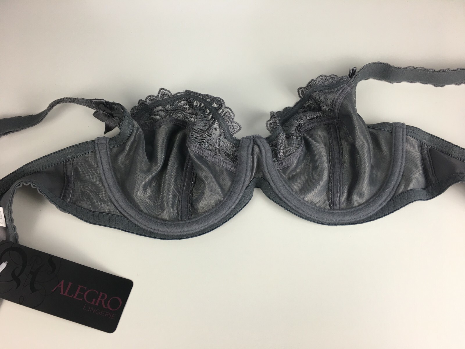 Sexy Lingerie Lace Plunge Underwire Bra Charcoal Grey – Alegro 9012 – Size 30-40