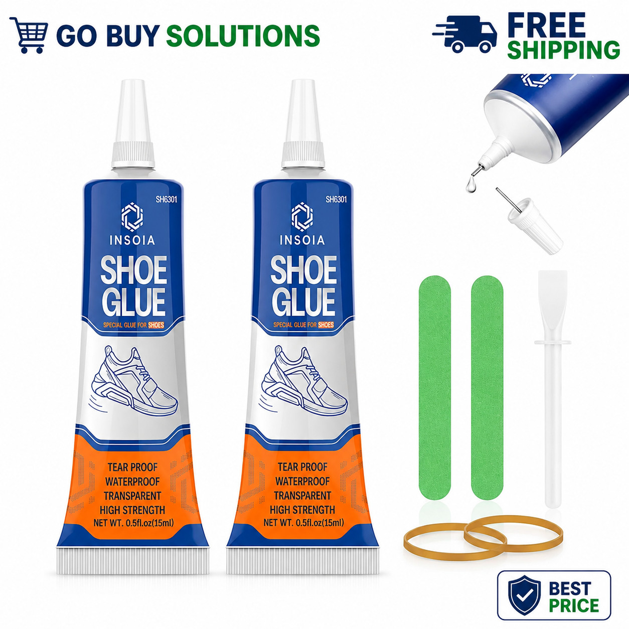 Shoe Glue Sole Repair Kit, Heavy Duty Shoe Adhesive, Waterproof, Flexible, Clear