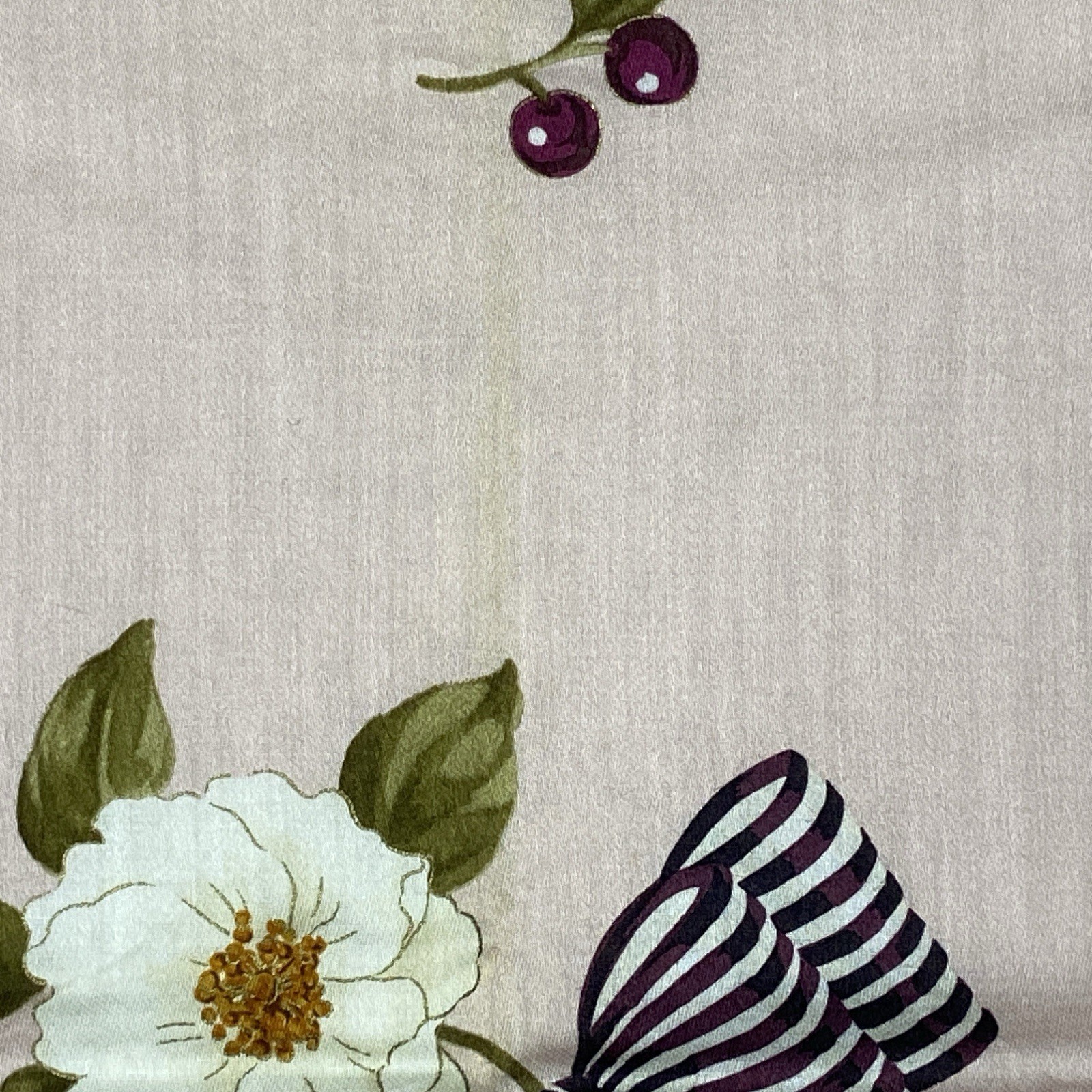 Nina Ricci Pocket Square Cotton Floral Bow Pink White 22”X22” Vintage