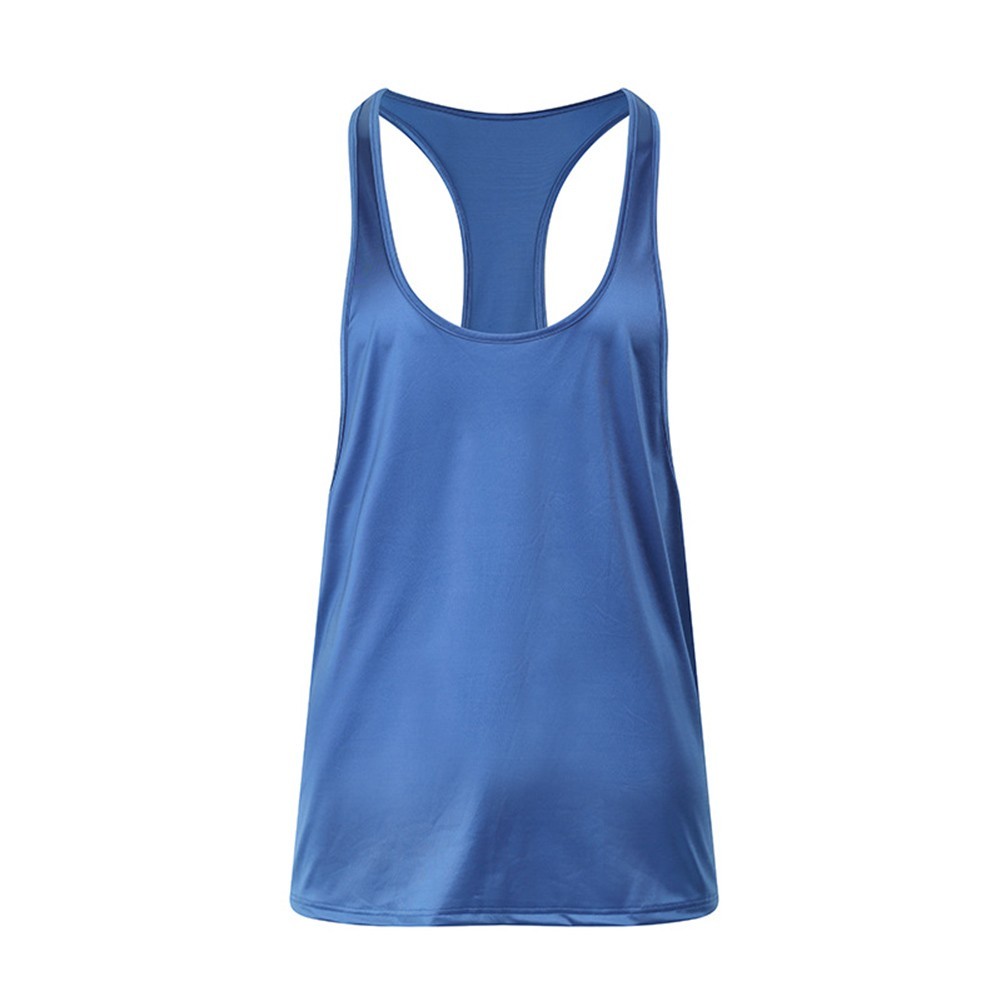 Sleeveless Gym Tee Men Tank Top Oil Shiny Glossy Satin U Neck Four Seasons