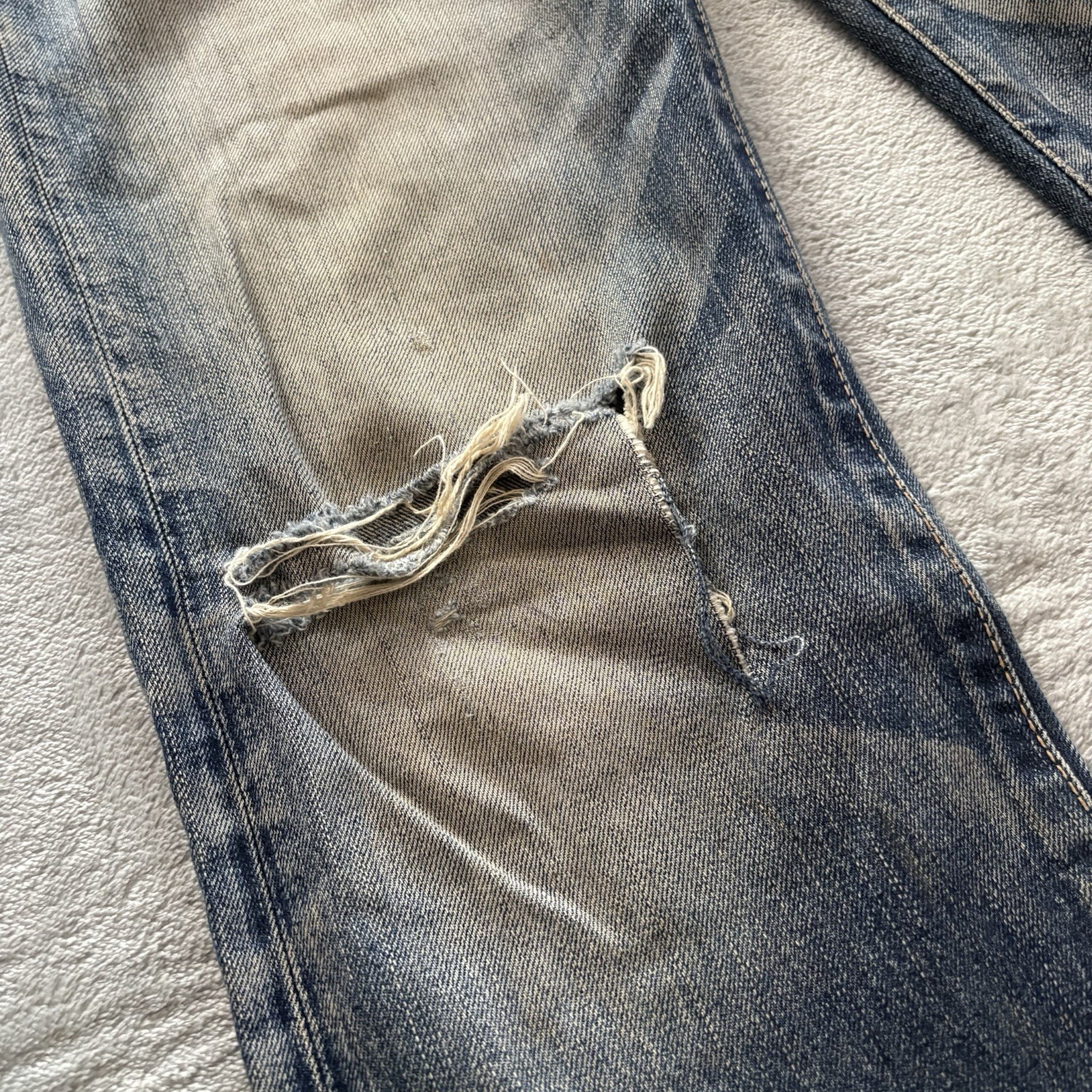 EDWIN 413XV Distressed Denim Jeans Men’s Size 29 Made in Japan Vintage Fade