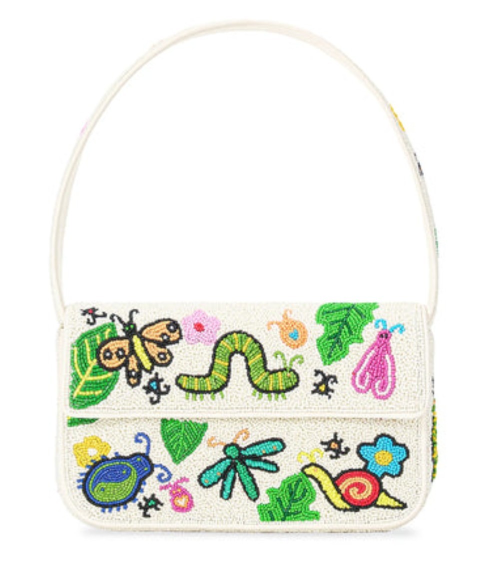 NEW Staud Tommy Beaded Shoulder Bag Bug Out Insects Butterfly Snail Summer RARE!