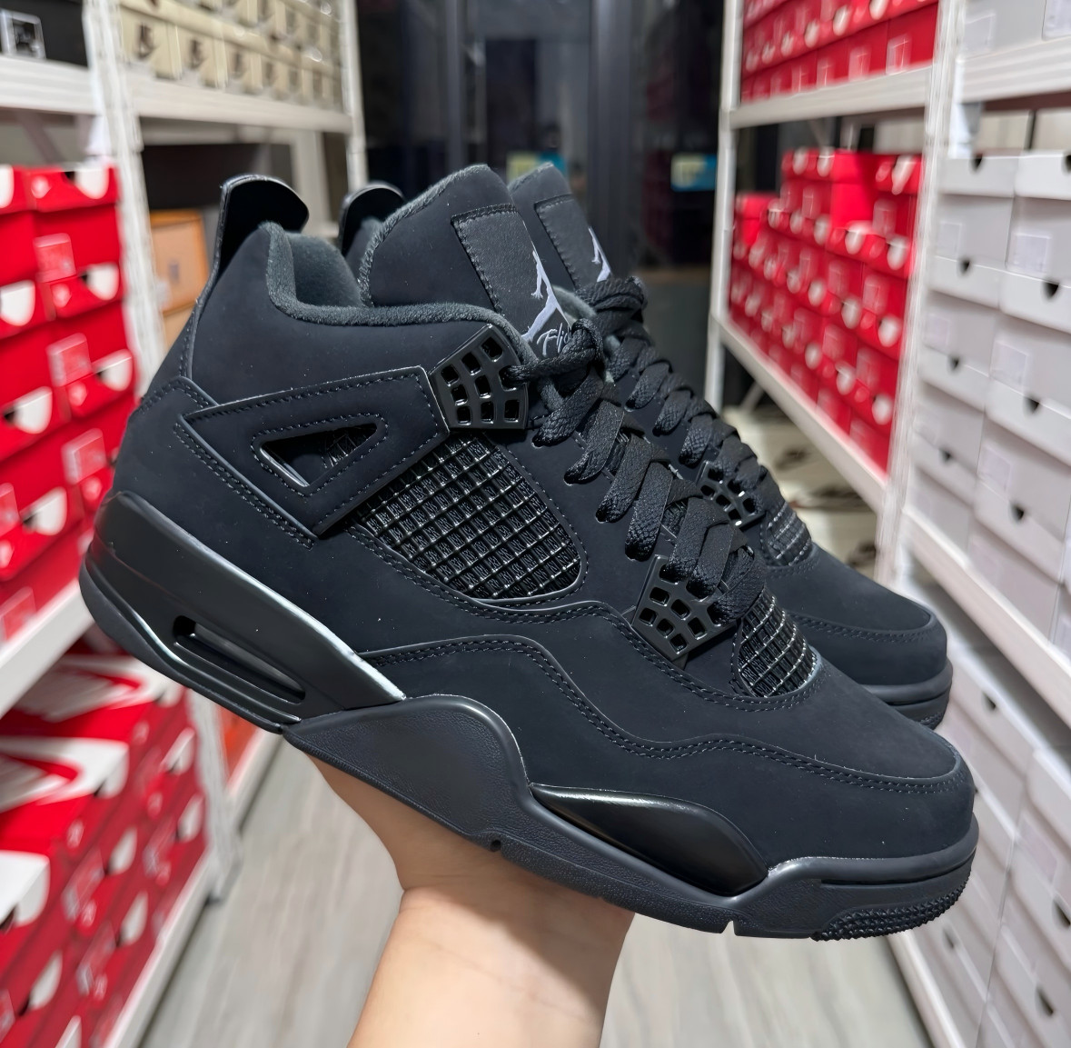 Jordan 4 “Black Cat”Retro Men’s Black Basketball Shoes Mid-Top