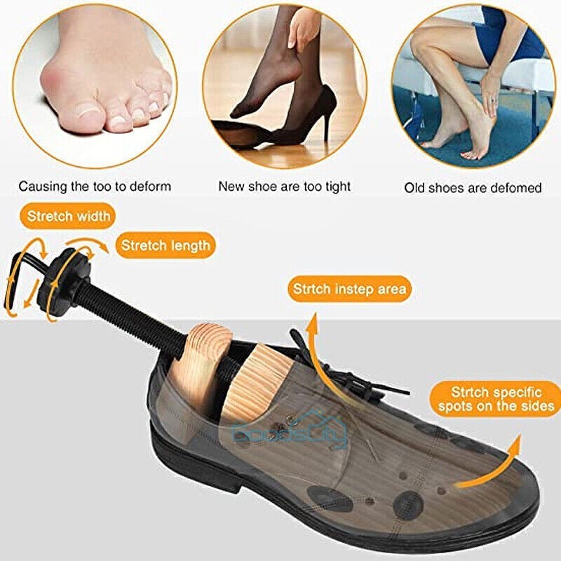 2-Way Wooden Adjustable Shoe Stretcher Expander Men Women Boot Size US 9-13