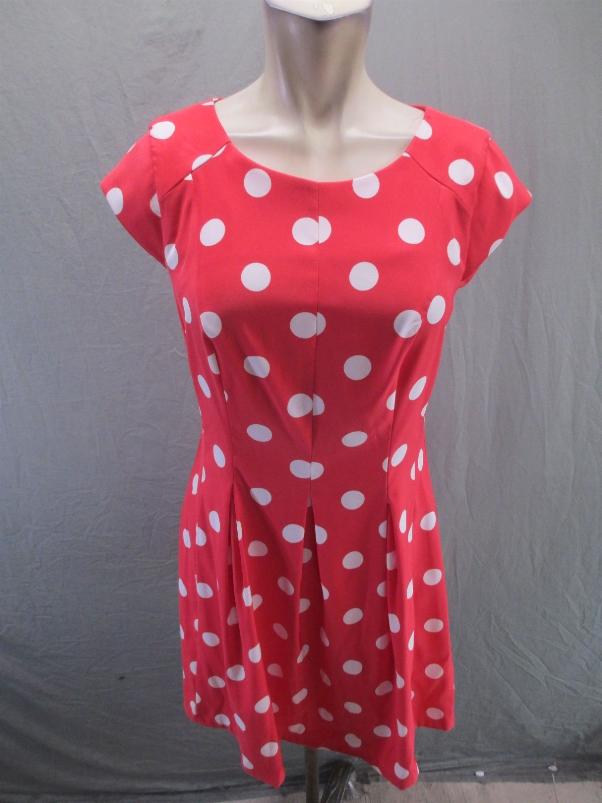 Dressbarn Size 8 Womens Red White Polka Dot Sleeveless Romantic Beauty Dress 787