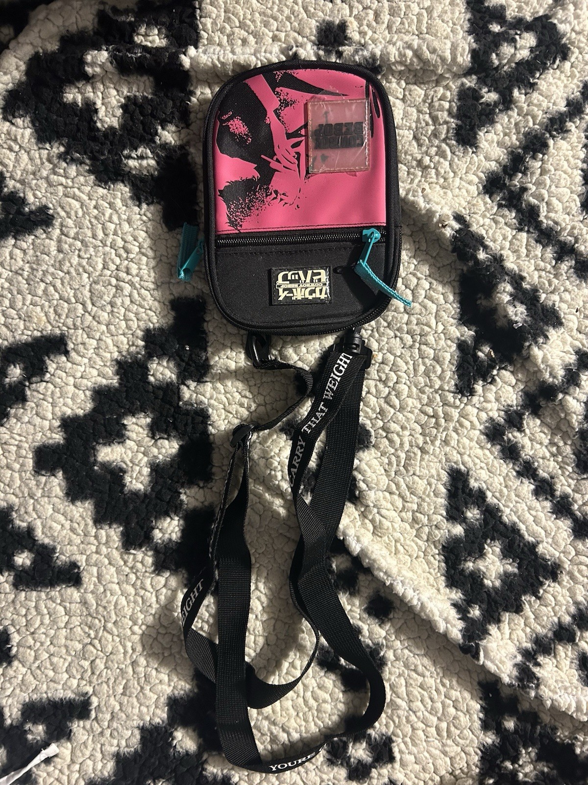 Cowboy Bebop Mini Crossbody Bag Anime Shoulder Pouch Pink Black Adjustable Strap