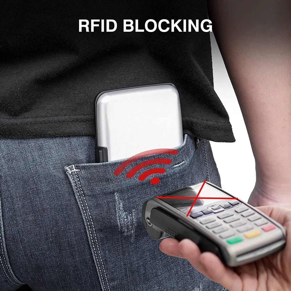 Aluminum Metal Wallet Business ID Credit Card Case Holder Anti RFID Scanning USA