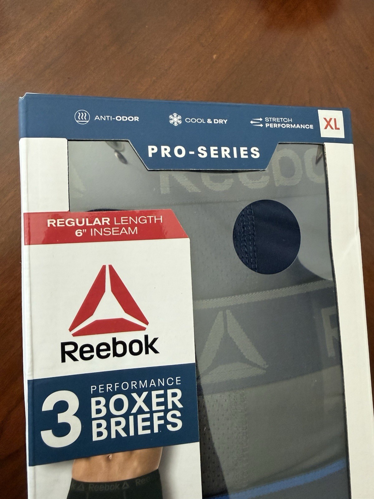 Reebok Pro-Series 3-Pack Boxer Briefs Size XL Regular 6″ Fly Pouch NEW