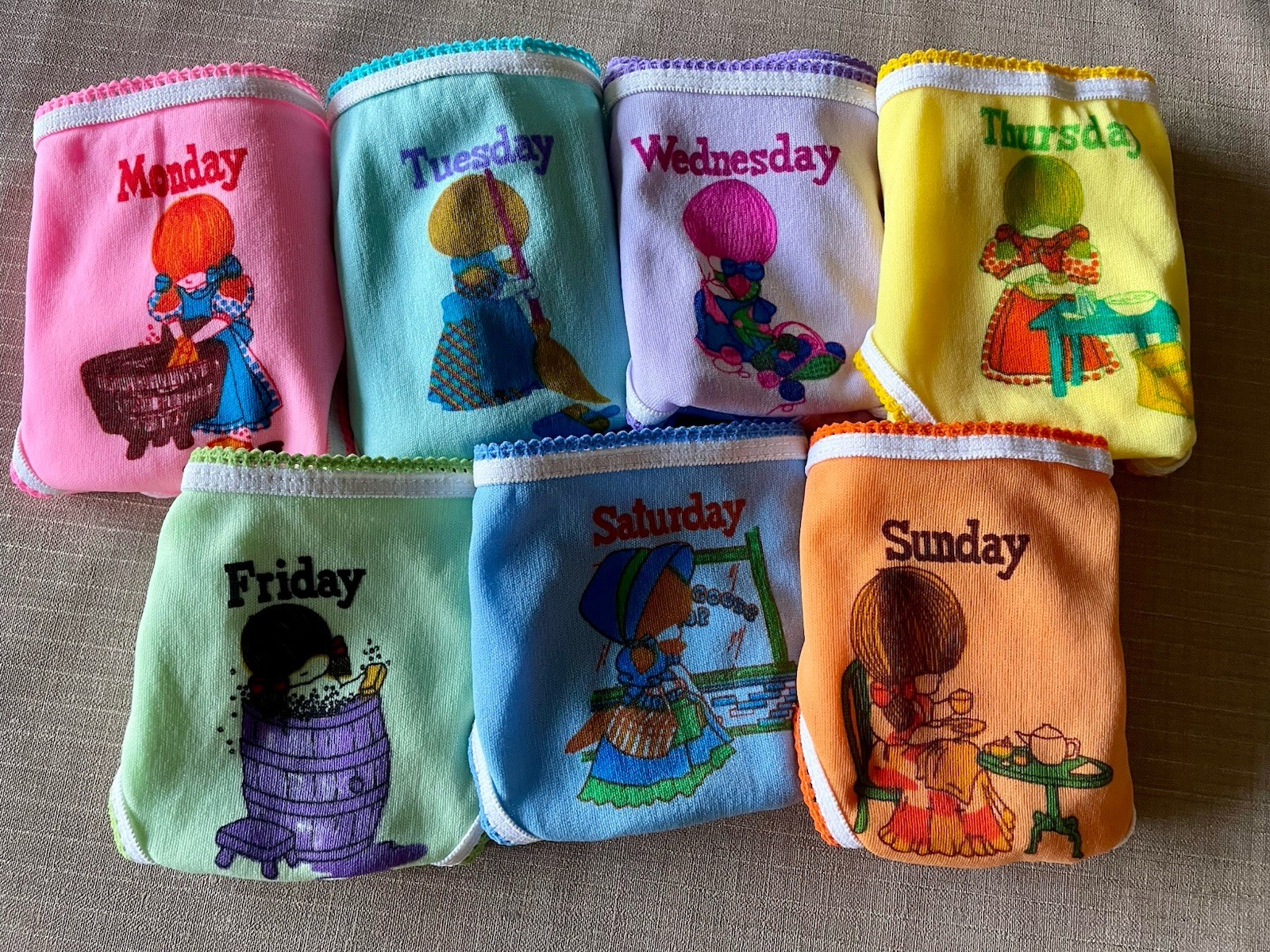 Vintage 60s Rare 7 Days of the Week Underwear / Panties Set