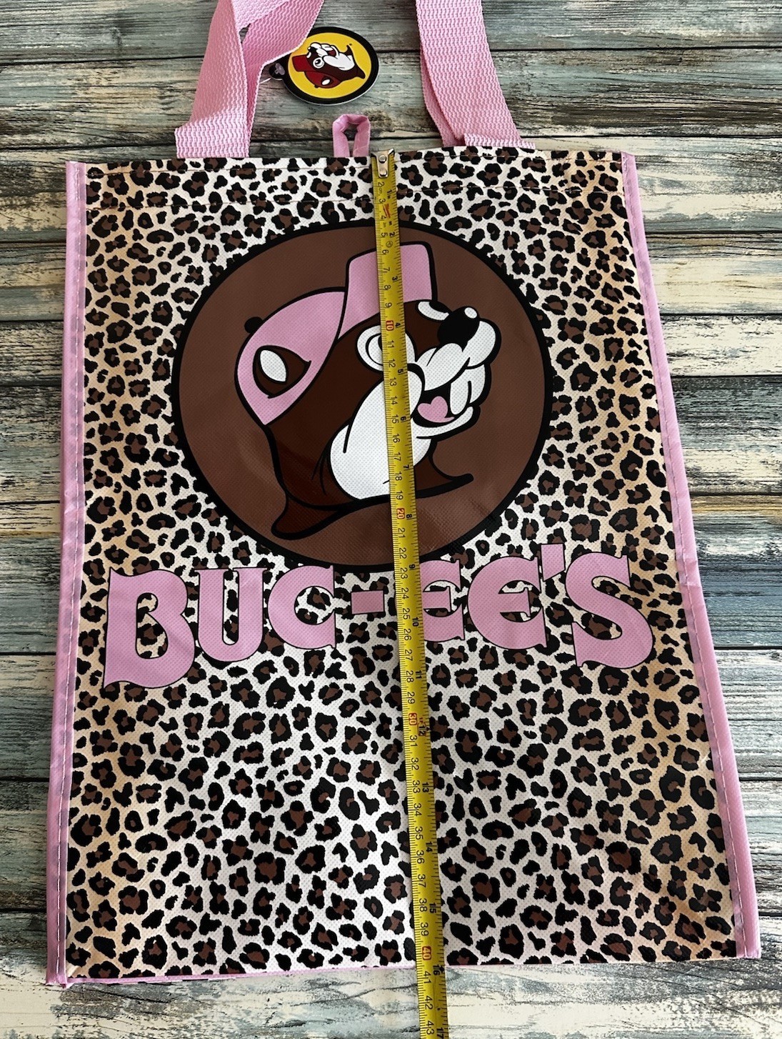 NEW Buc-ee’s Pink Leopard Print Reusable Tote Bag Pink Handles Buc-ee Beaver NEW