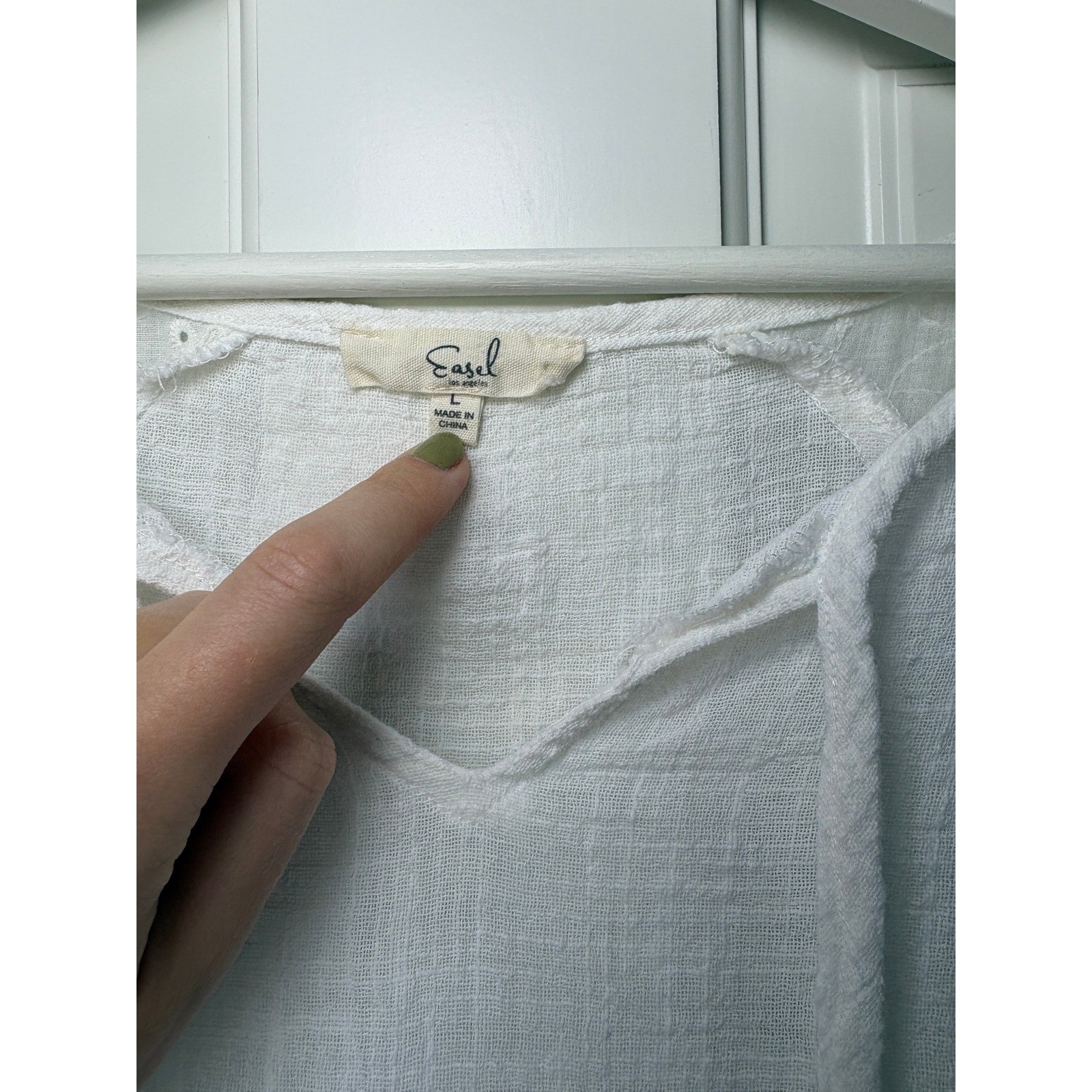 Easel Babydoll Top Large White Eyelet Embroidered Tiered Cotton Gauze Boho
