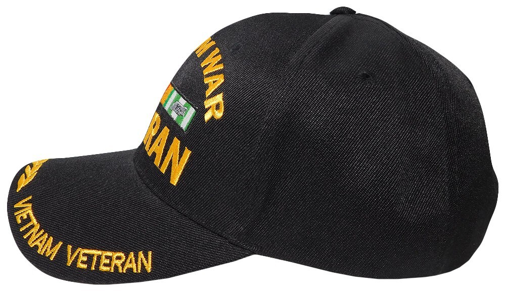 Vietnam War Veteran Ribbon Black Acrylic Adjustable Embroidered Hat Cap