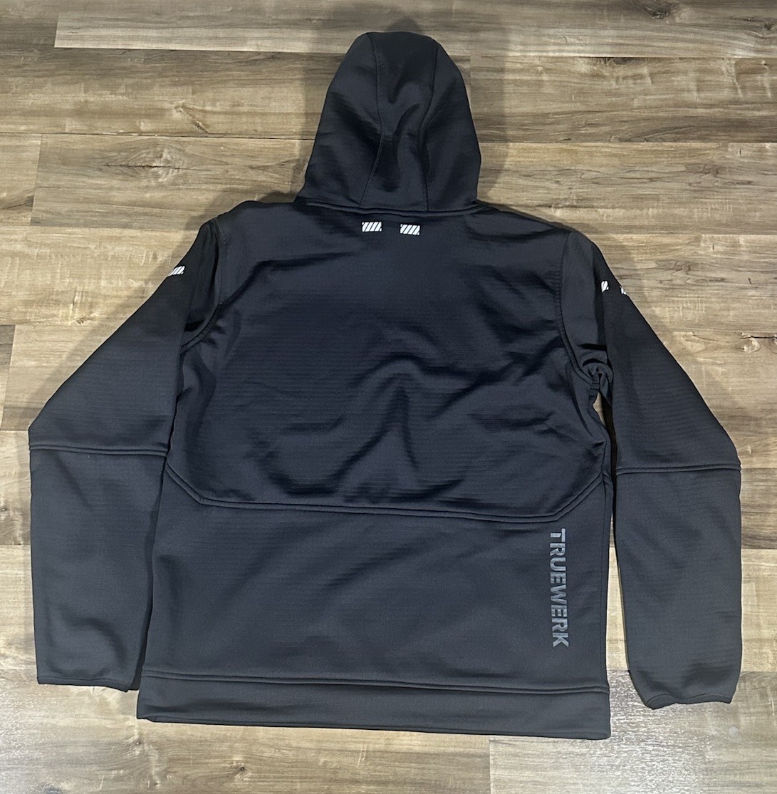 Truewerk Men’s Large Black Grid Technical Hoodie Sweatshirt EUC