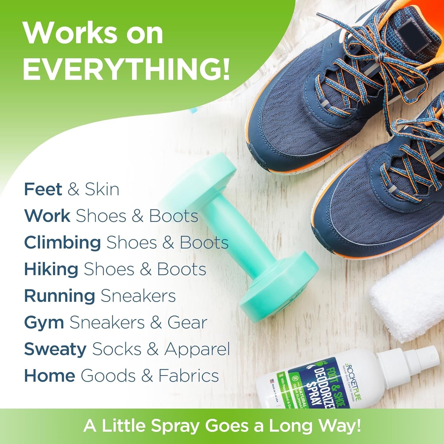 Rocket Pure Natural Foot and Shoe Deodorizer Spray, Deodorant and Odor Eliminato