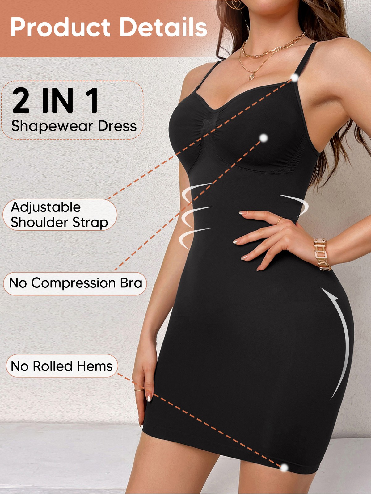 Women Slip Dress Shapewear Firm Tummy Control Full Body Shaper for Under Dresses