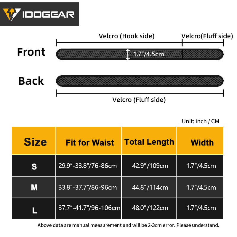 IDOGEAR Tactical Belt Mens Belts Sports Inner Belt Airsoft 1.7″ Waist Belt Duty