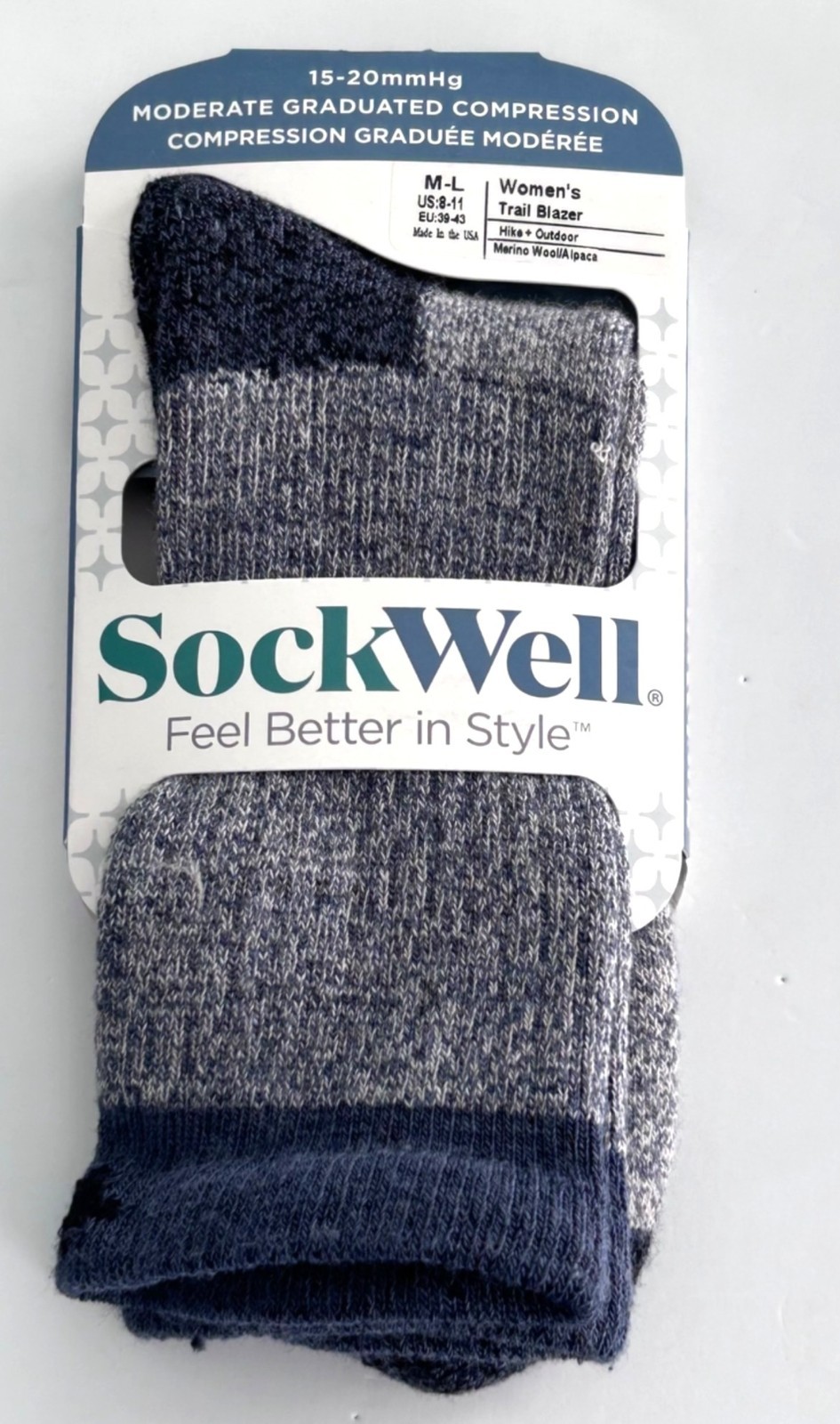 Women’s Sockwell Trail Blazer Moderate Compression Socks M-L 15-20mmHg Merino
