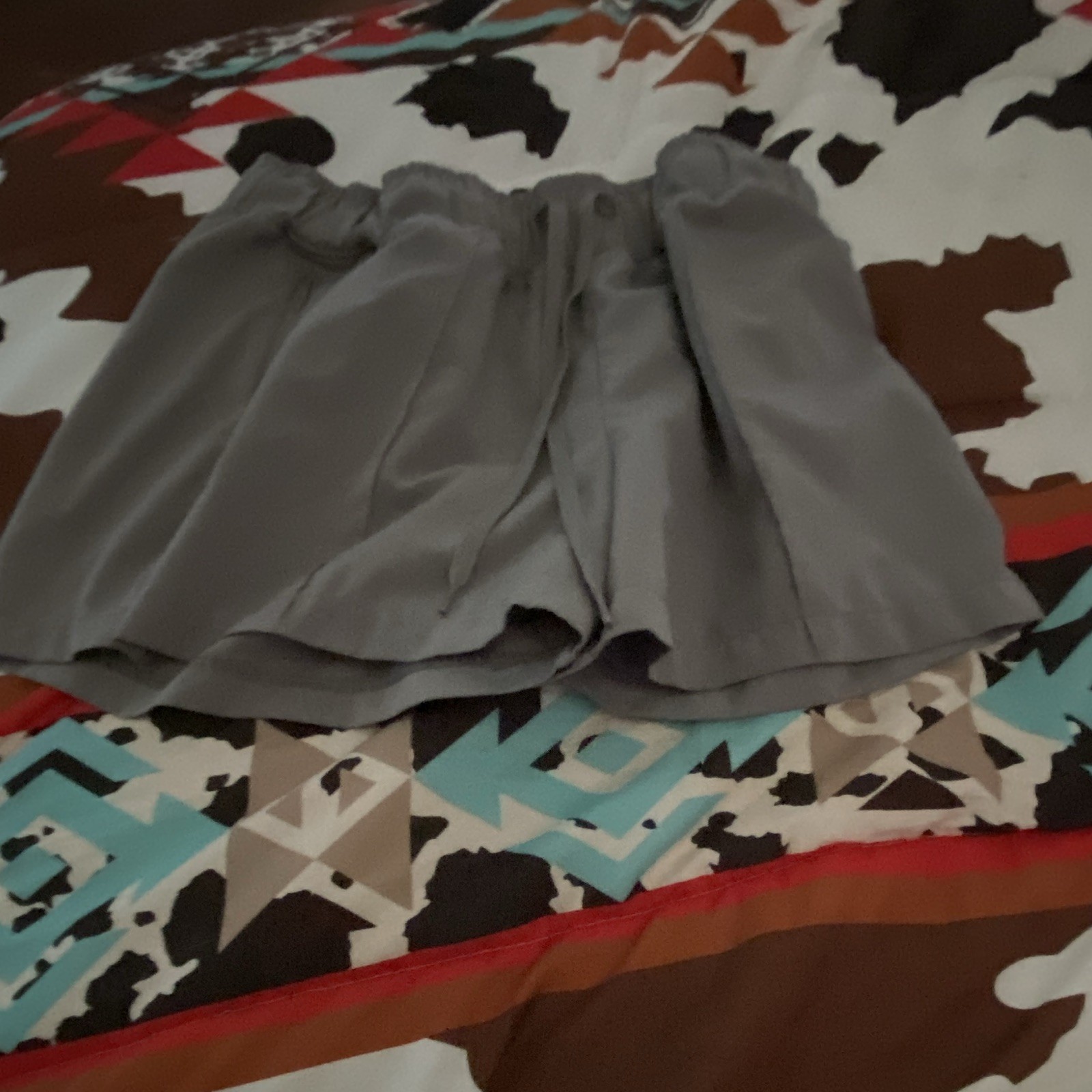 Women’s Gray Solid Paperbag Shorts Size XS Regular Fit Tie Waist
