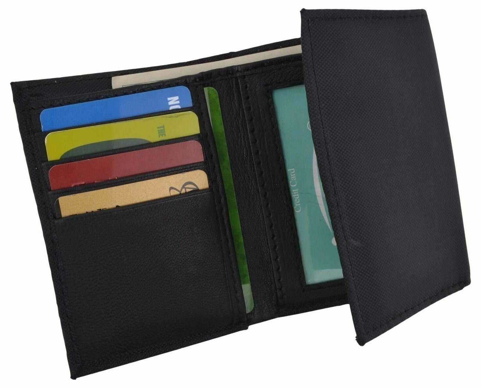 Men’s Nylon Black Classic Trifold Credit Card ID Wallet with Leather Interior