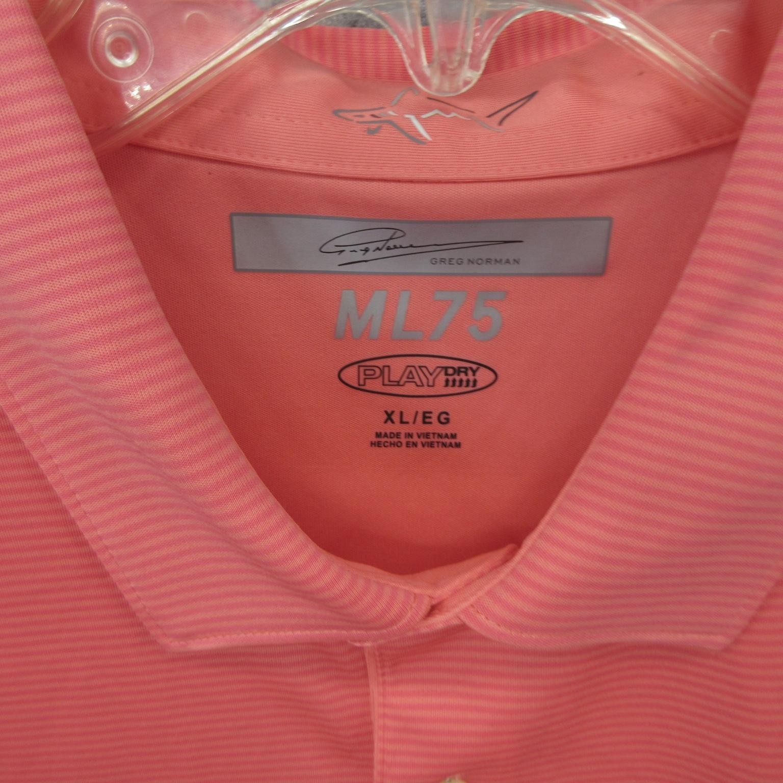 Greg Norman Polo Shirt Mens XL Pink ML75 PlayDry Performance Golf 100% Polyester