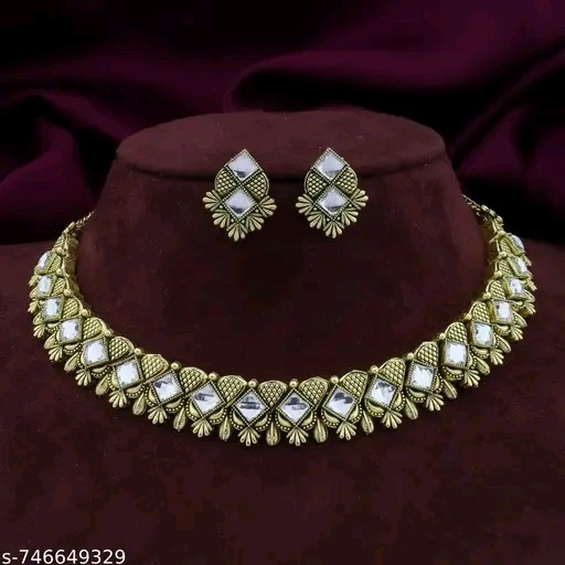 Indian Bollywood Gold Plated Kundan Choker Bridal Necklace Earrings Jewelry Set