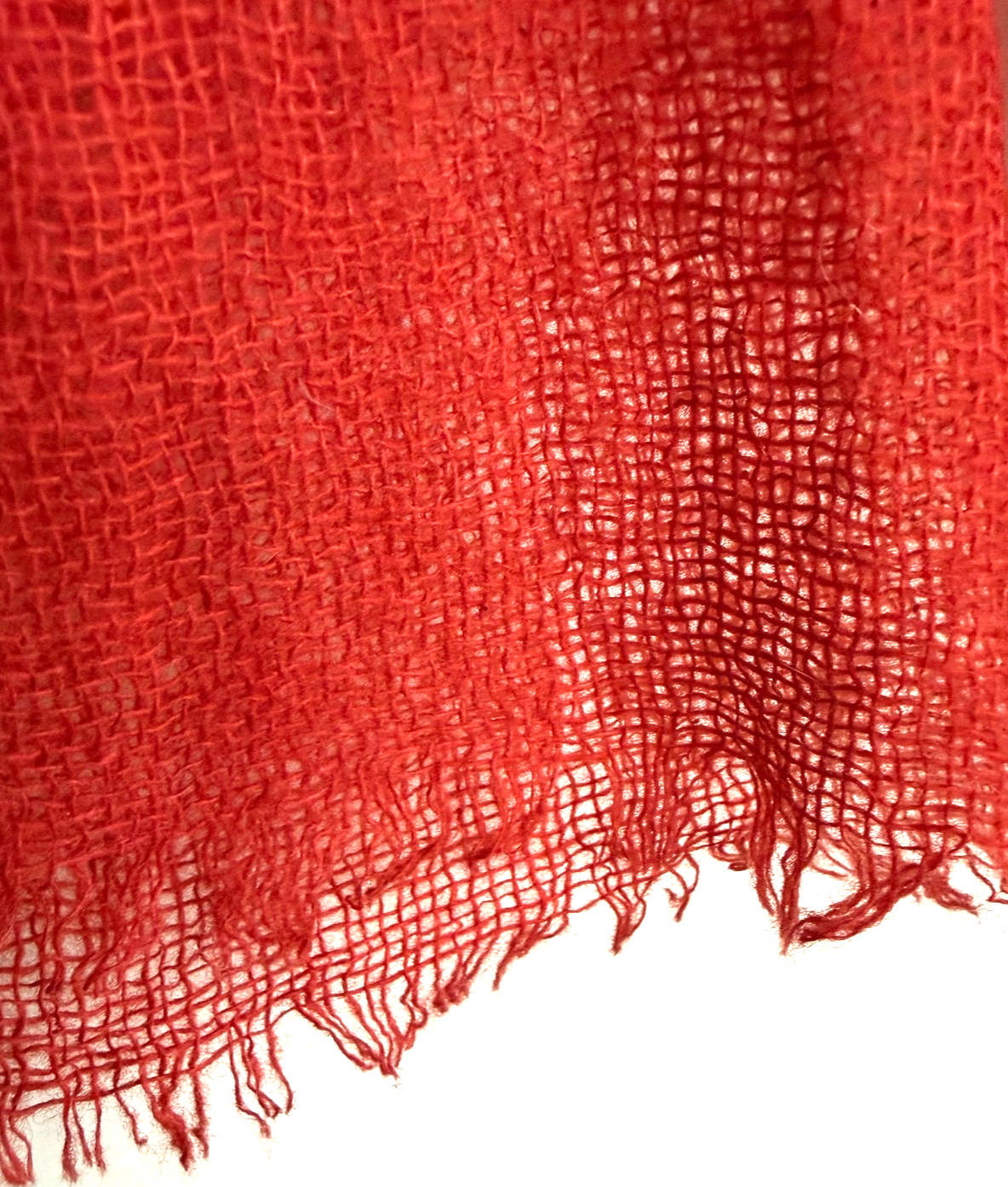 La Florentina 100% Cashmere Orange Red Lightweight Pocketable Wrap Scarf 75 x30″