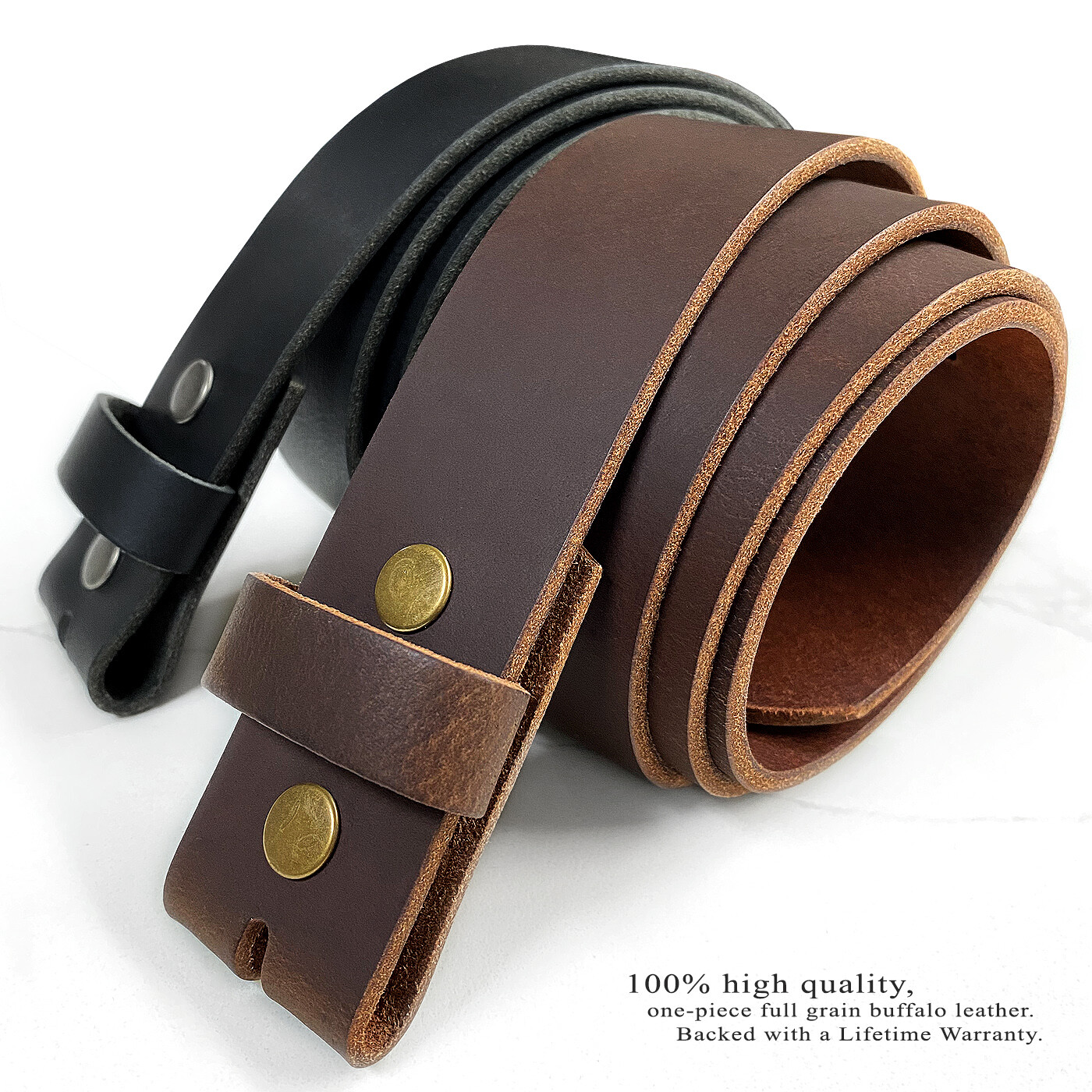 BS1300 Vintage Genuine Oil Tanned Leather Belt Casual Belt Strap 1-1/2″ Wide