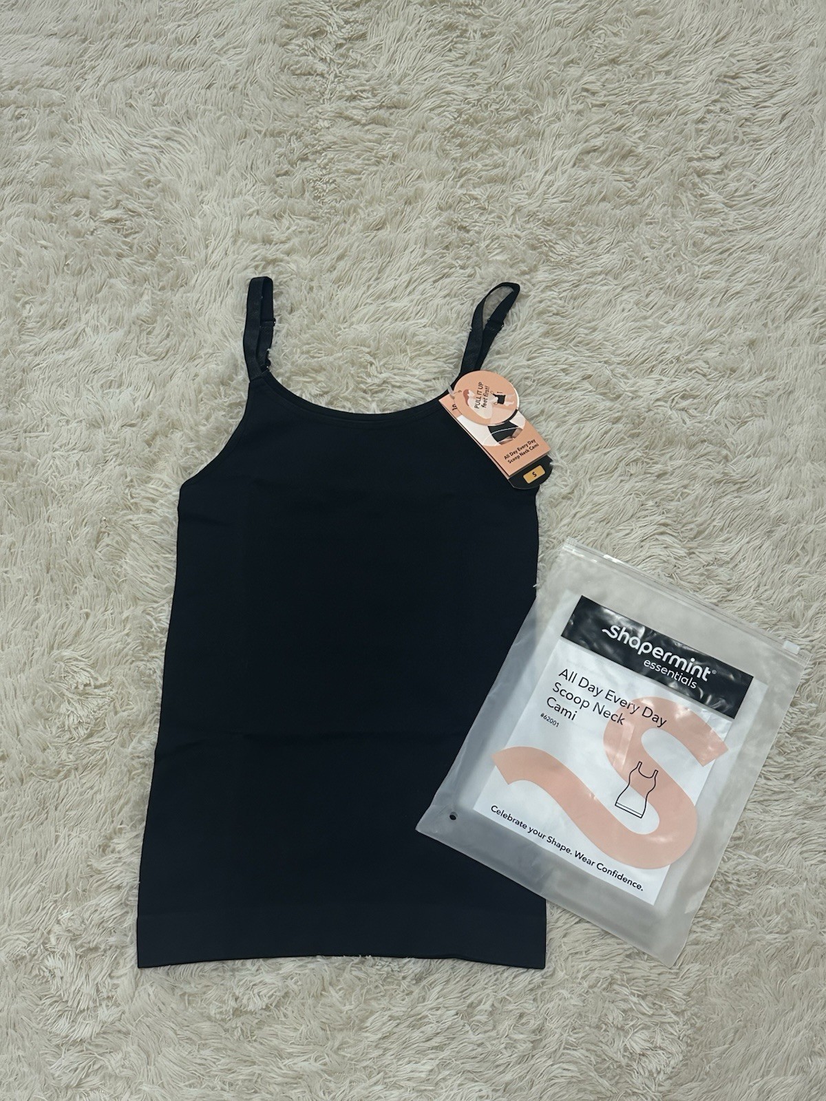 Shapermint Essentials Shaping Camisole Scoop Neck Strap Black Womens Size Small