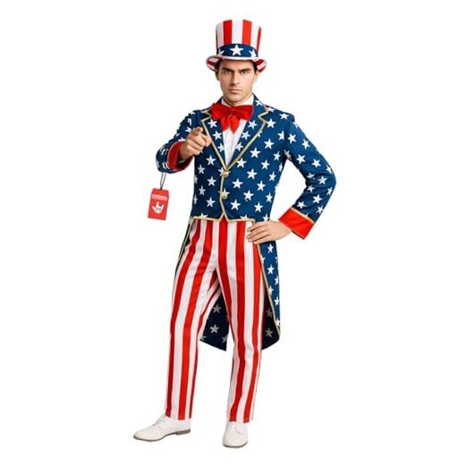 Uncle Sam Costume Adult, American Flag Suit Men, Uncle Sam Halloween Medium