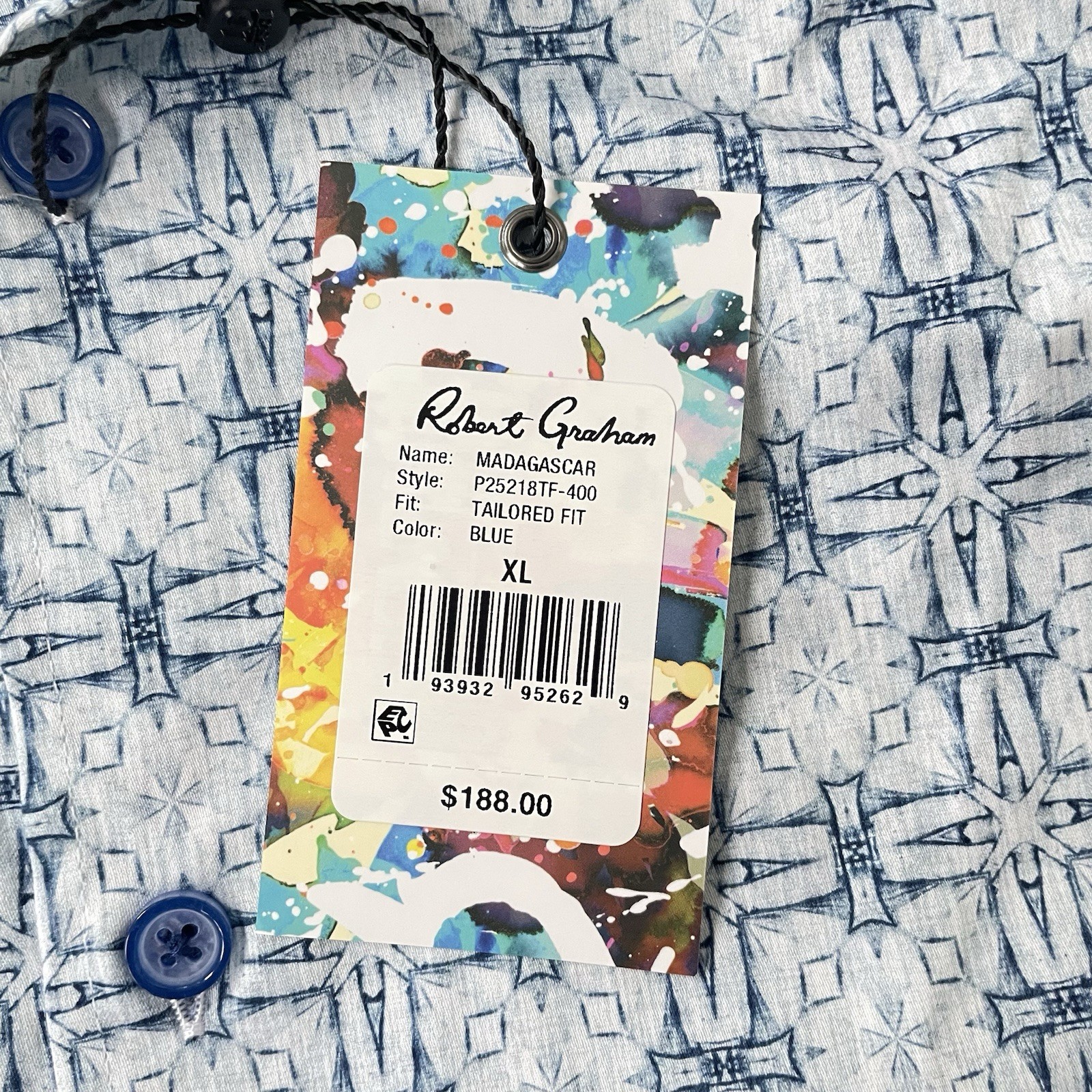 Robert Graham Madagascar Print Tailored Fit Stretch Size XL $188