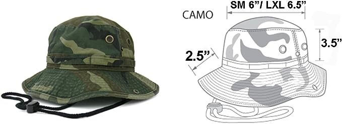 USA Safari 100% Cotton Bucket Hat String Fishing Camping Boonie Sun Brim Cap