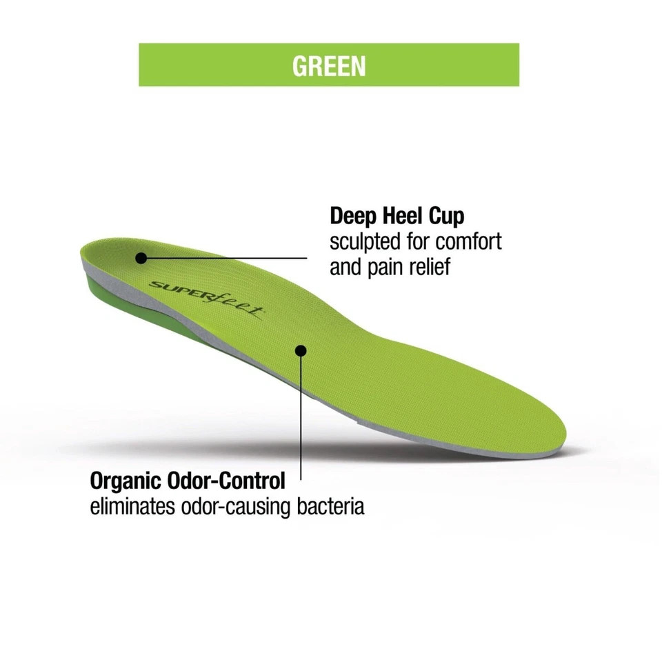 Superfeet green Insoles, Professional-Grade High Arch Orthotic Insert C.D.E.F