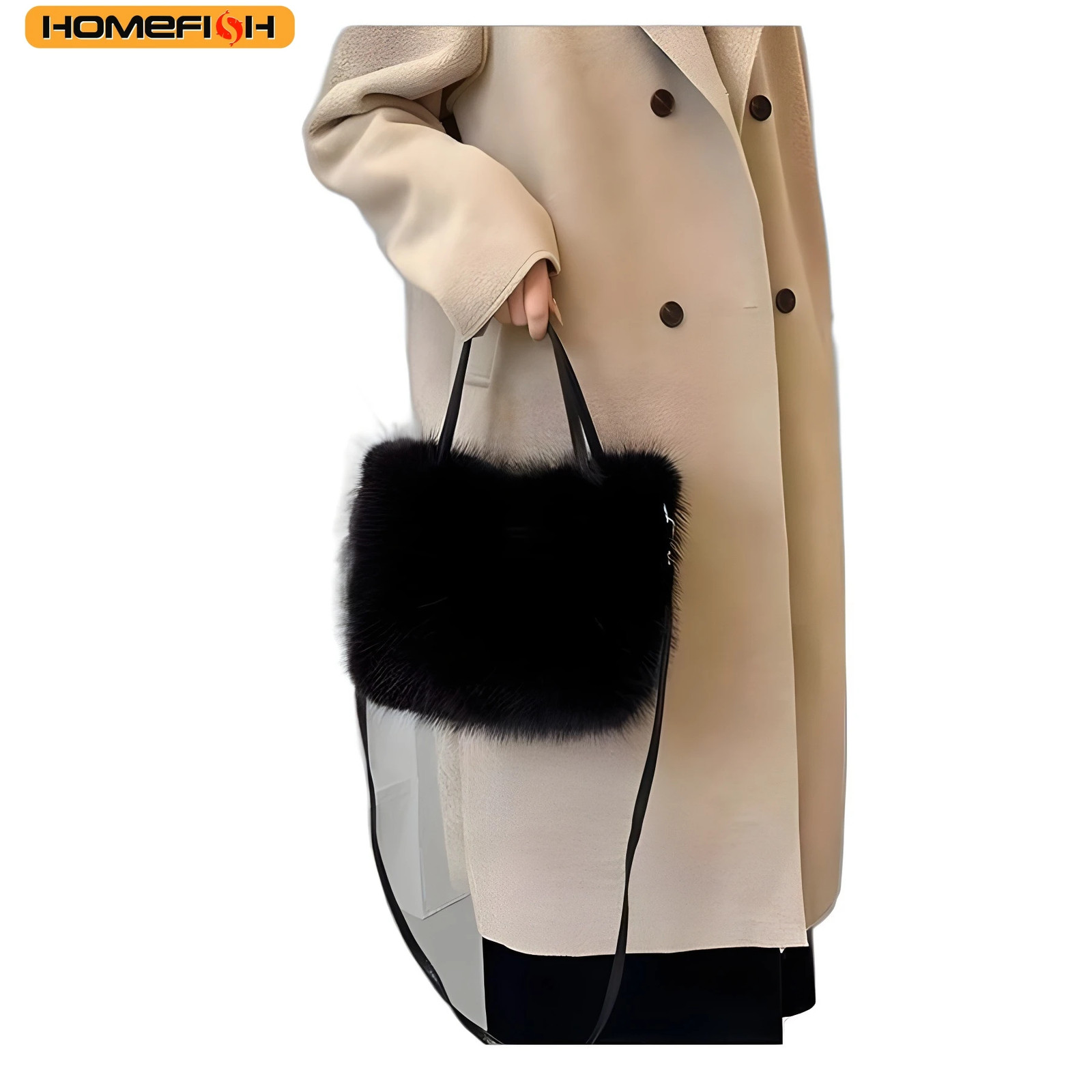 Faux Fur Tote Bag Women’s Bucket Plush Luxury Design Ladies Handbags