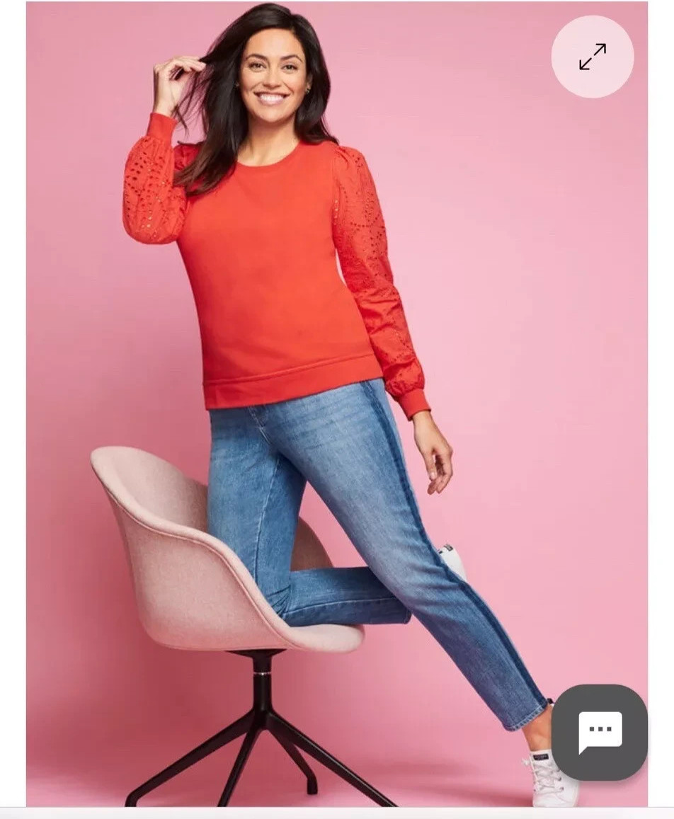 NWT $100 TALBOTS ORANGE EYELET SLEEVE SWEATSHIRT SIZE 1X
