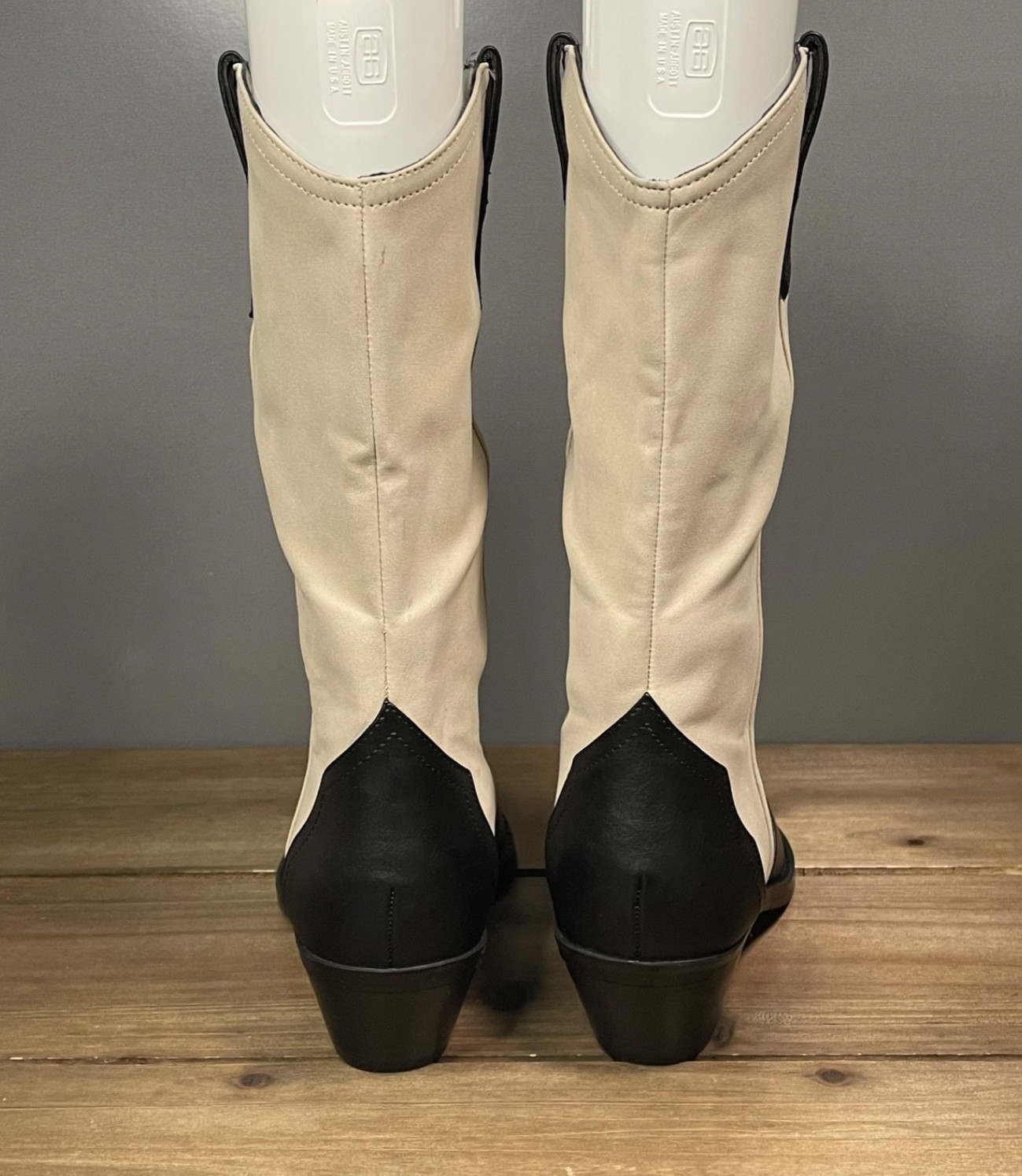 Dolce Vita Women’s Korbella Western Boots Size 8 Cream Black Cowboy Mid Calf