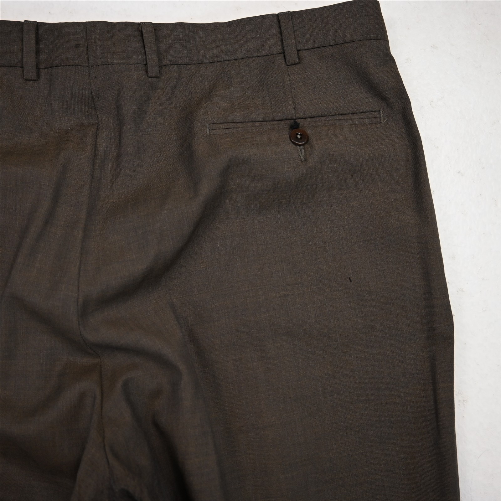Ermegildo Zegna 36×30 Brown 100% Wool 75L102 Pleated Cuffed Dress Mens Pants
