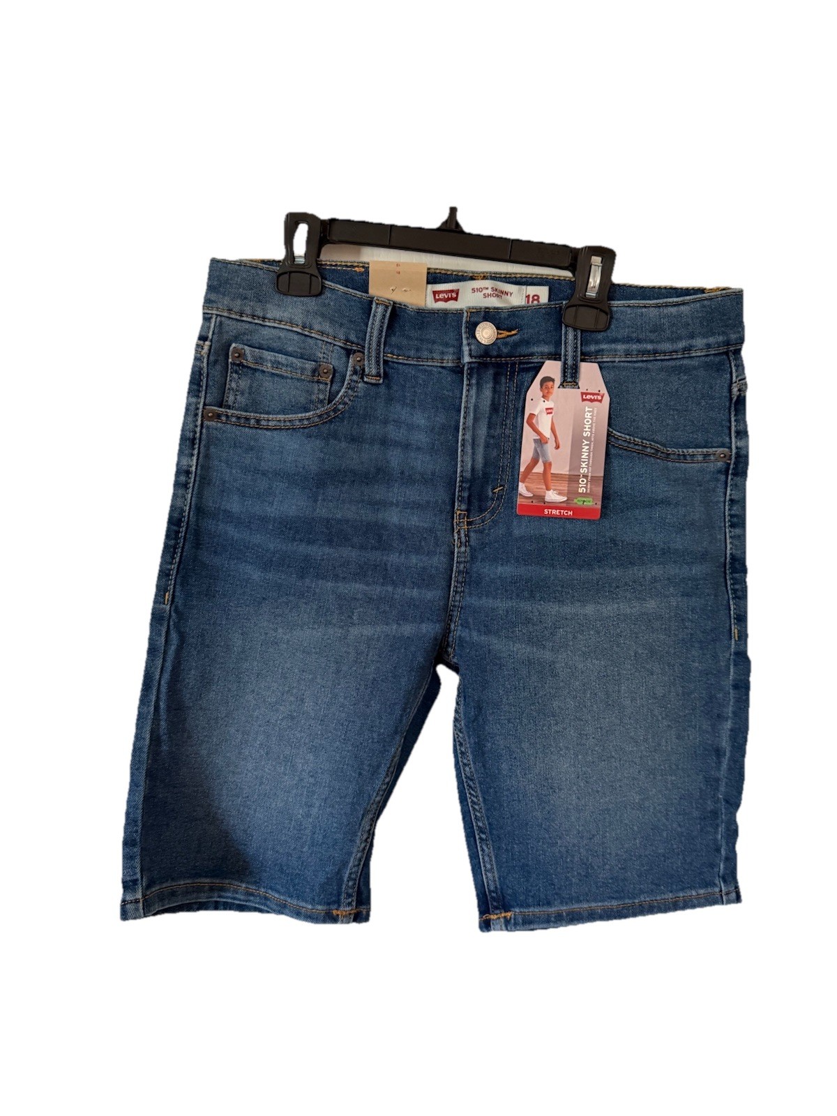 Levi’s 510 Shorts Boys 18 Regular Blue Jean Stretch Adjustable Waist Jorts NWT