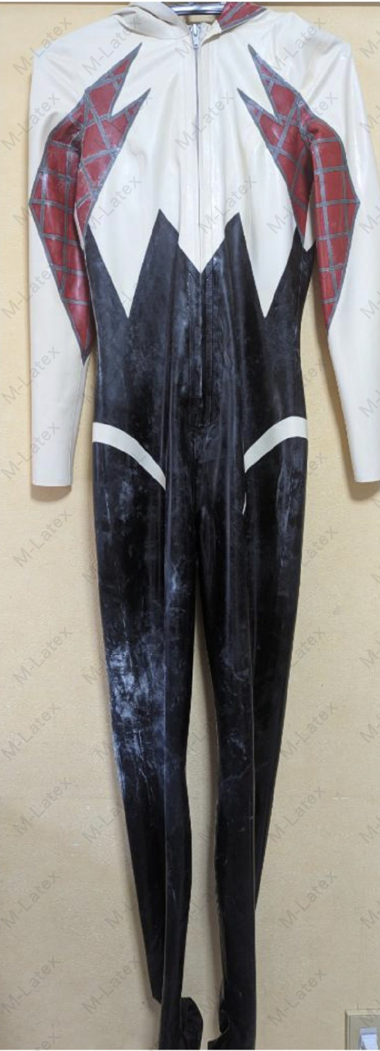 Latex Gummi Spider-Gwen cosplay hat Catsuit bodysuit customized 0.7mm #1357-7