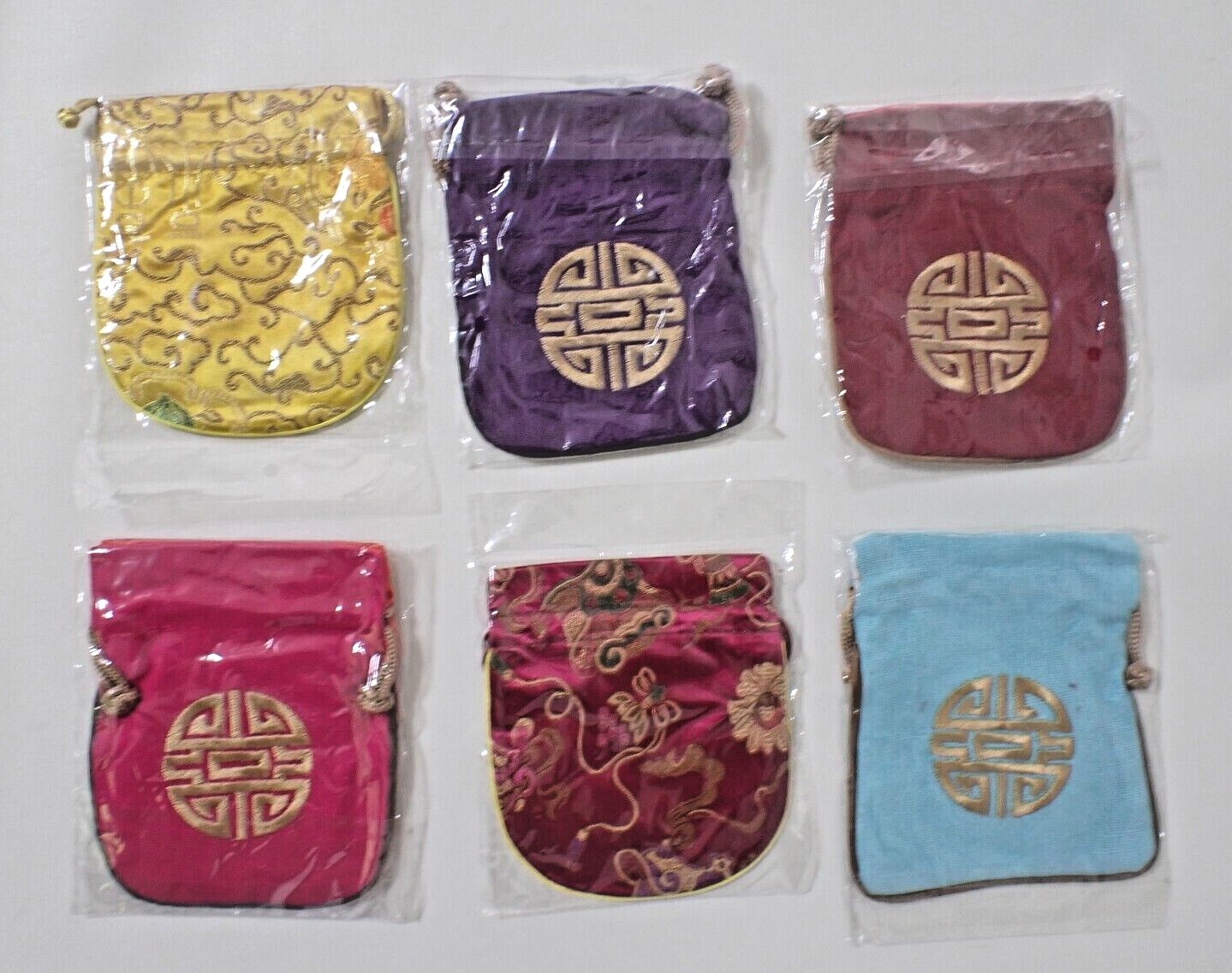 Mongolian traditional Hand made silk bag, mixed silks 14 x 11 cm