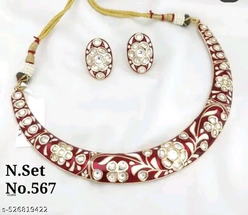 Indian Bollywood Gold Plated Kundan Choker Bridal Necklace Earrings Jewelry Set