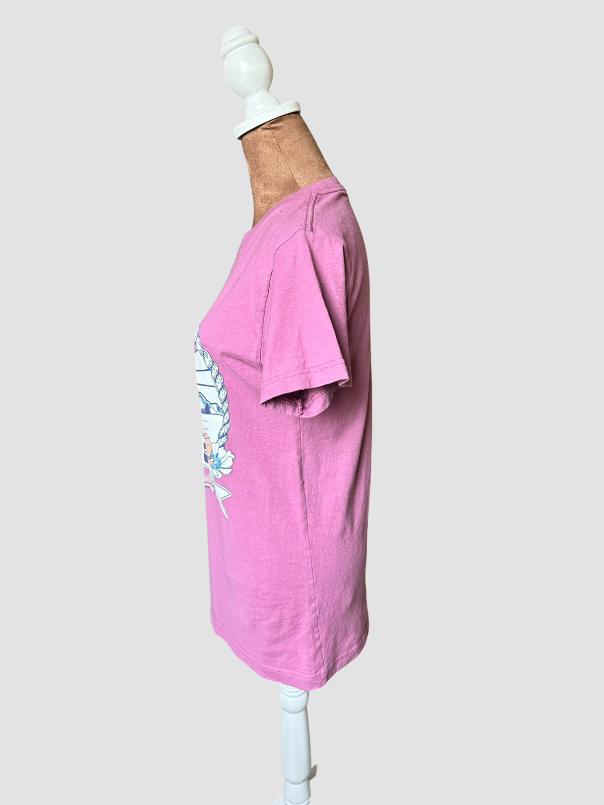 Buc-ees Colorado T-Shirt Mauve Pink Floral Beaver Logo Womens S Cotton