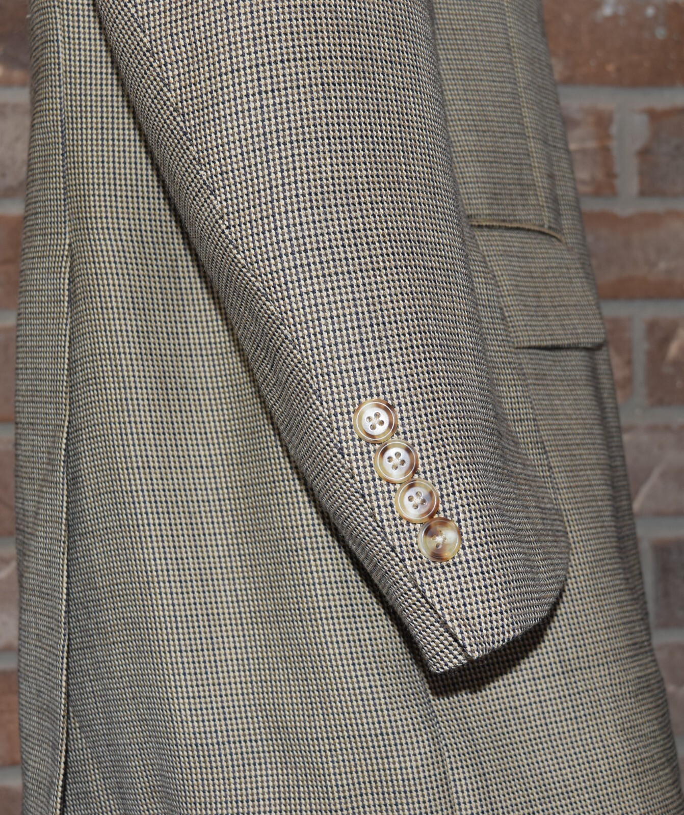 T Harris Blazer Mens 42R Regular Houndstooth 3 Button 100% Wool Double Vented