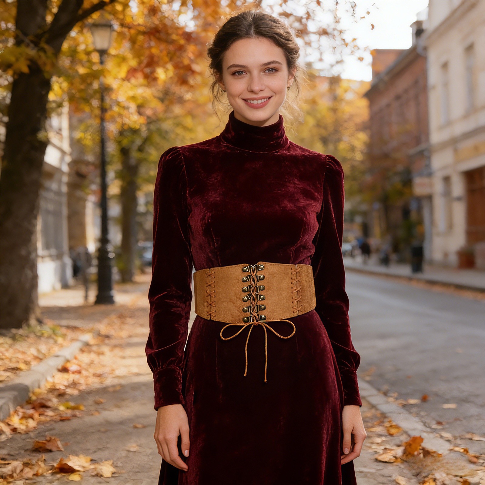 Women’s Vintage Wide Elastic Corset Belt Adjustable Waist Cincher for Dresses