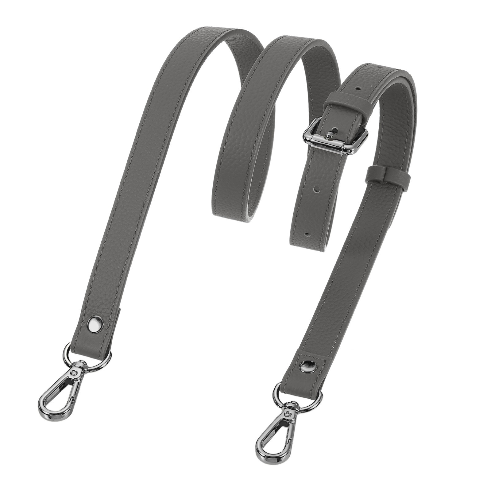0.7″ Genuine Leather Purse Strap for Bag Dark Gray Black Buckle
