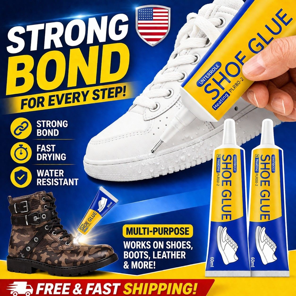 Super Strong Shoe Repair Glue Waterproof Adhesive for Sneakers Boots Leather USA