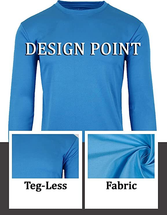 Mens Long Sleeve Crew Neck Performance Tees Layer Lounge Gym Work Casual NEW